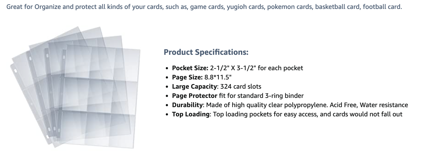 Trading Card Binder - Fits 400 Cards with 50 Removable Sleeves, 3-Ring Card Collector Album Holder for Most Standard Size Cards (Classic Style for 400 Cards) - Bestdeals Trading Card Binder - Fits 400 Cards with 50 Removable Sleeves, 3-Ring Card Collector Album Holder for Most Standard Size Cards (Classic Style for 400 Cards) - Bestdeals