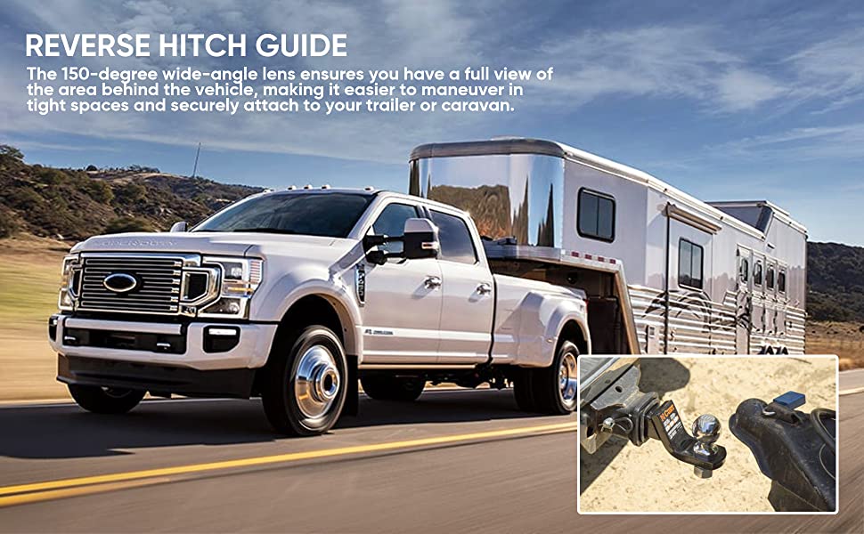 Reverse Hitch Guide for RV with Builtin Battery,HD Waterproof Night Vision Rear View Camera